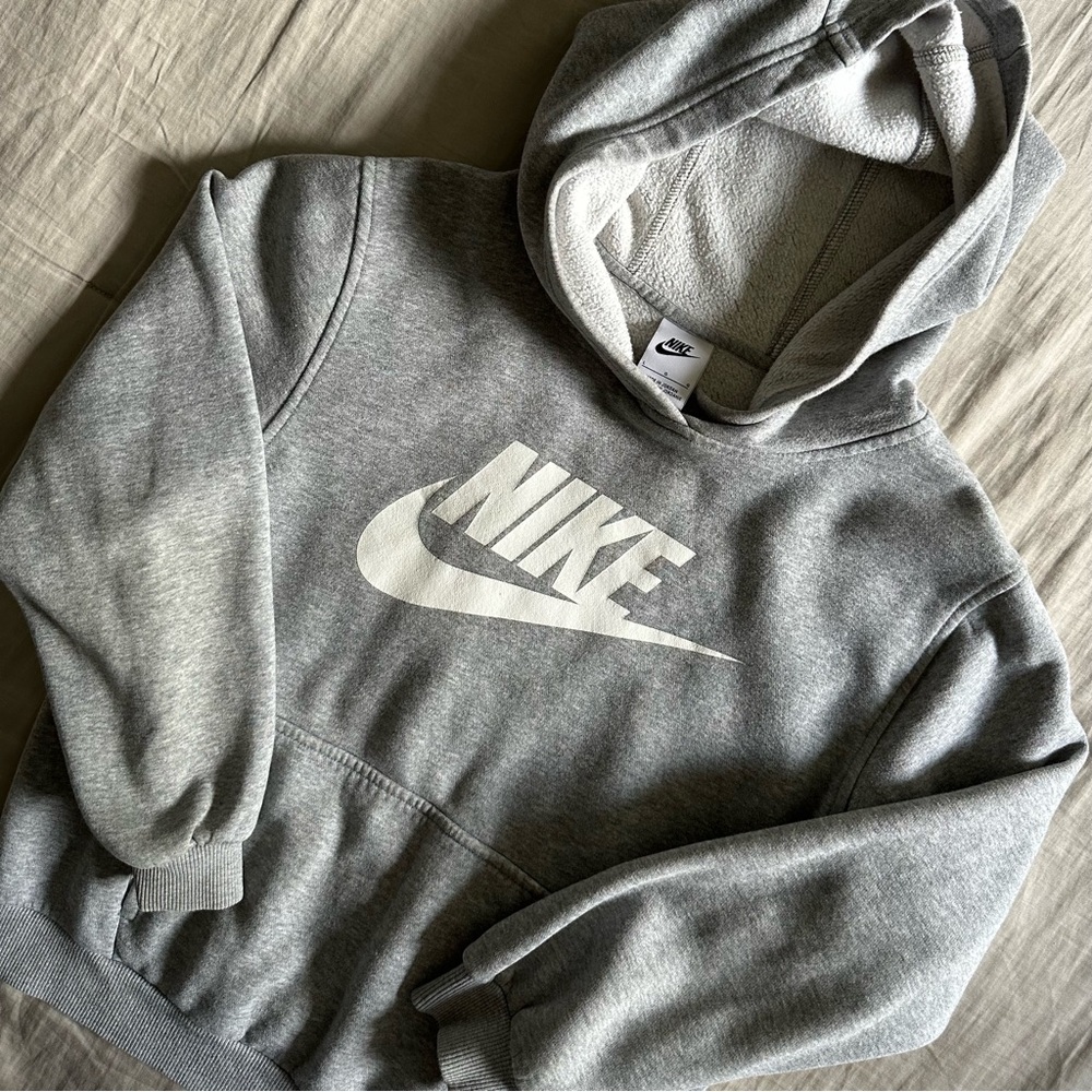 Nike‎ Swoosh Heather Gray Pullover Hoodie fleece